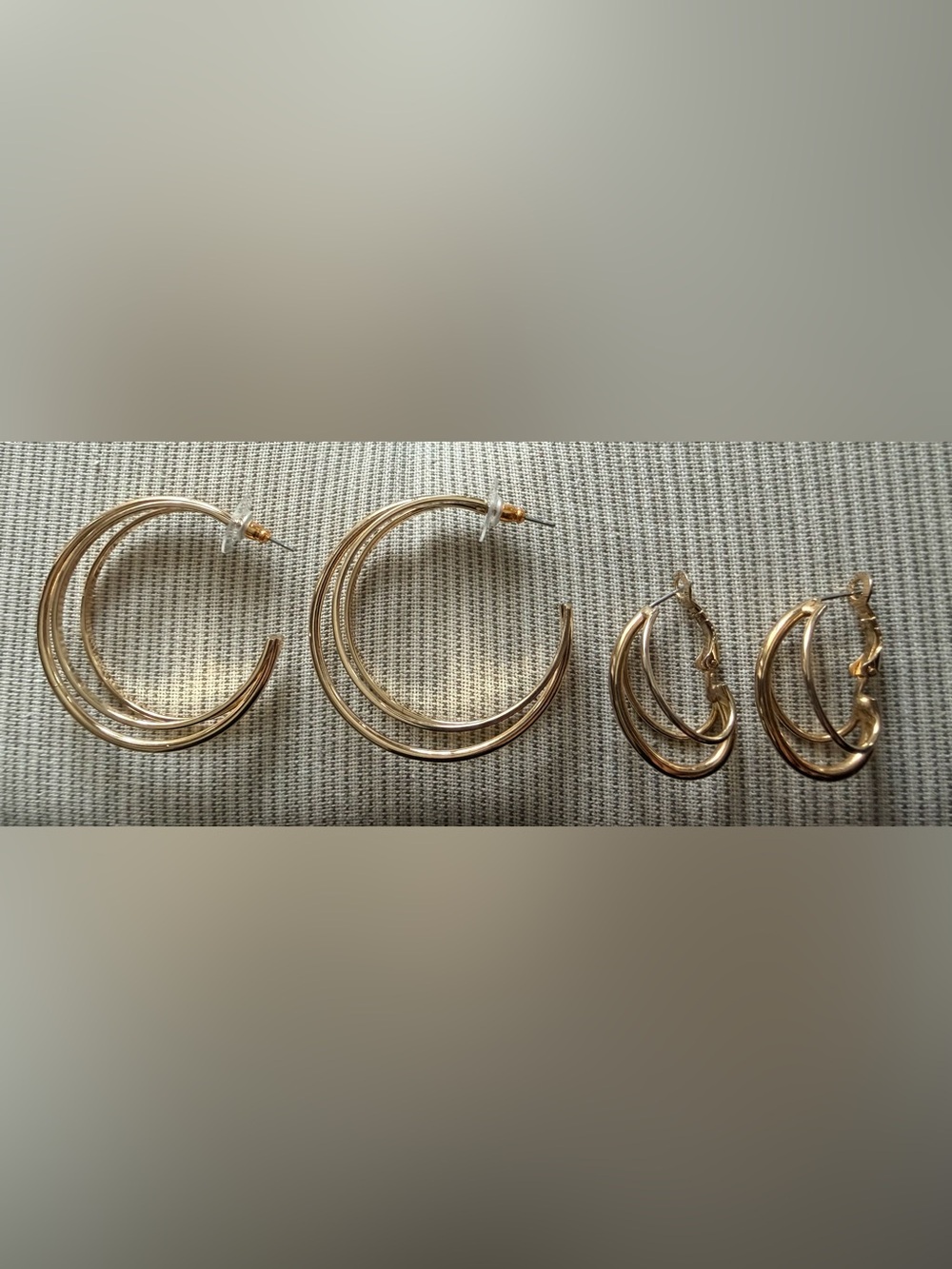 Two pairs Gold-Tone Double Hoop Earrings